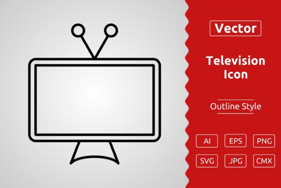 Vector Television Outline Icon: Graphics & Icons for Crafters