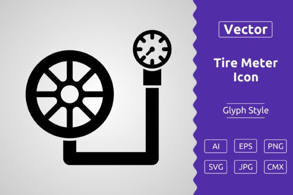 Vector Tire Meter Glyph Icon: Graphics & Icons for Real Publishing