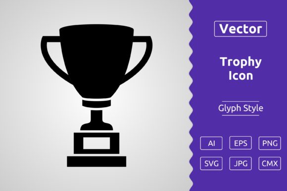 Vector Trophy Glyph Icon: Premium Graphics & Icons