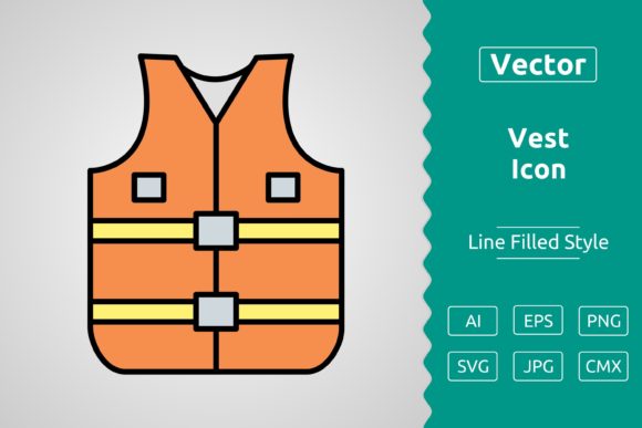 Vector Vest Filled Outline Icon: Clean Graphics & Icons for Editorial Use