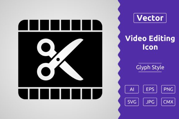 Vector Video Editing Glyph Icon: Graphics & Icons for Crafters