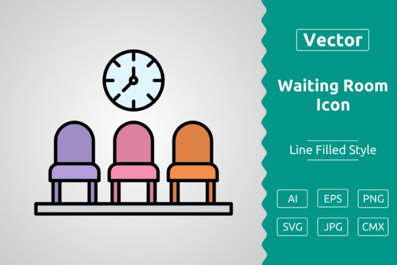 Vector Waiting Room Filled Outline Icon: Clean Graphics for Handmade Icons