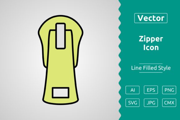 Vector Zipper Filled Outline Icon